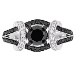 1 3/8 Ct. Tw. Black & White Diamond Ring In 10K White Gold