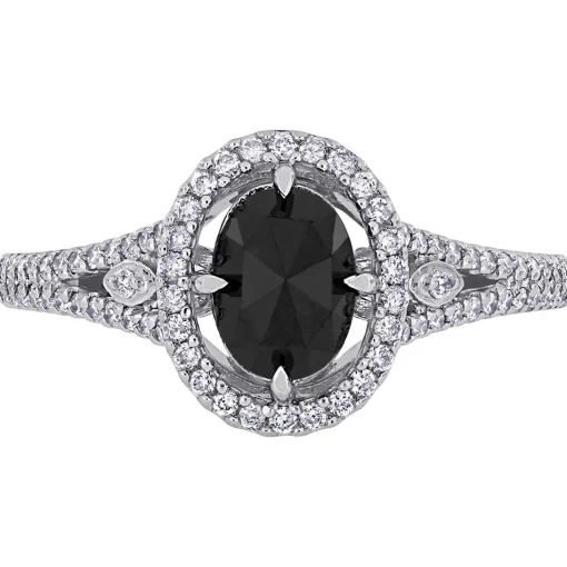 1 1/4 Ct. Tw. Black & White Diamond Ring In 14K White Gold