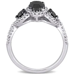1 1/3 Ct. Tw. Black & White Diamond Ring In 14K White Gold