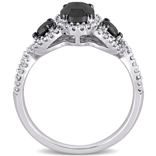 1 1/3 Ct. Tw. Black & White Diamond Ring In 14K White Gold