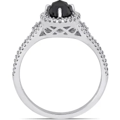 1 1/4 Ct. Tw. Black & White Diamond Ring In 14K White Gold
