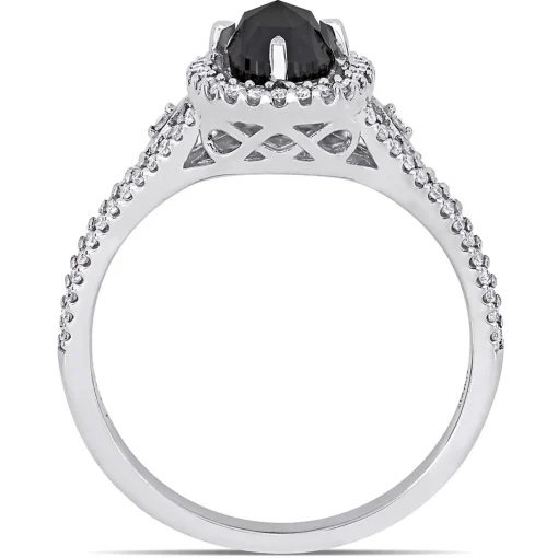 1 1/4 Ct. Tw. Black & White Diamond Ring In 14K White Gold