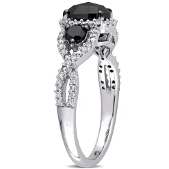 1 1/3 Ct. Tw. Black & White Diamond Ring In 14K White Gold