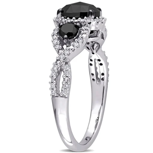 1 1/3 Ct. Tw. Black & White Diamond Ring In 14K White Gold