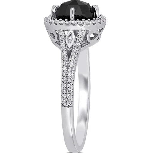 1 1/4 Ct. Tw. Black & White Diamond Ring In 14K White Gold