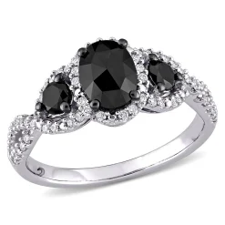 1 1/3 Ct. Tw. Black & White Diamond Ring In 14K White Gold