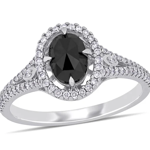 1 1/4 Ct. Tw. Black & White Diamond Ring In 14K White Gold