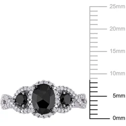 1 1/3 Ct. Tw. Black & White Diamond Ring In 14K White Gold
