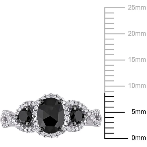 1 1/3 Ct. Tw. Black & White Diamond Ring In 14K White Gold