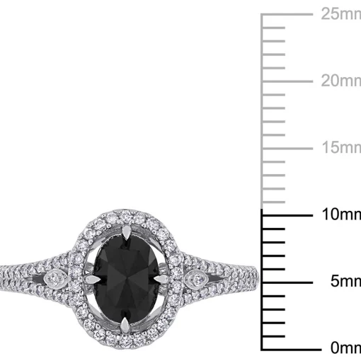 1 1/4 Ct. Tw. Black & White Diamond Ring In 14K White Gold