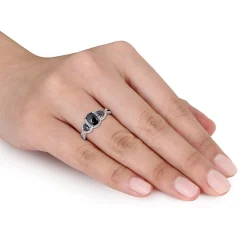 1 1/3 Ct. Tw. Black & White Diamond Ring In 14K White Gold