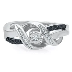 1/5 Ct. Tw. Black & White Diamond Promise Twist Ring In Sterling Silver