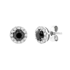 1/2 Ct. Tw. Black & White Diamond Earrings In 10K White Gold