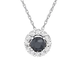 1/2 Ct. Tw. Black & White Diamond Circle Pendant In 10K White Gold