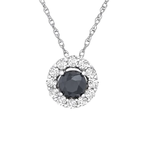 1/2 Ct. Tw. Black & White Diamond Circle Pendant In 10K White Gold