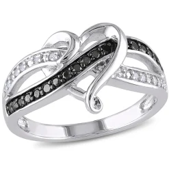 1/8 Ct. Tw. Black & White Diamond Heart Ring In Sterling Silver
