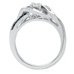 1/5 Ct. Tw. Black & White Diamond Promise Twist Ring In Sterling Silver