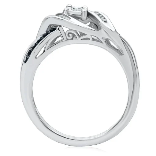 1/5 Ct. Tw. Black & White Diamond Promise Twist Ring In Sterling Silver