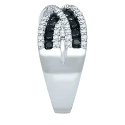 1 Ct. Tw. Black & White Diamond Crossover Band In 10K White Gold