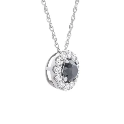 1/2 Ct. Tw. Black & White Diamond Circle Pendant In 10K White Gold