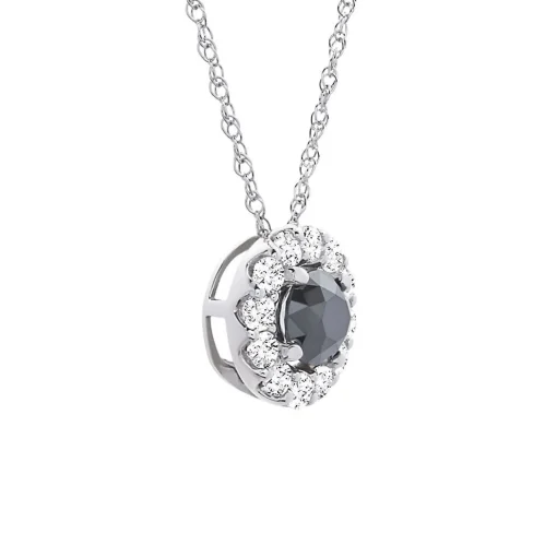 1/2 Ct. Tw. Black & White Diamond Circle Pendant In 10K White Gold