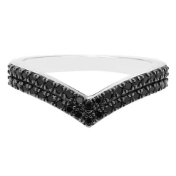 1/3 Ct. Tw. Black Diamond Chevron Ring In Sterling Silver