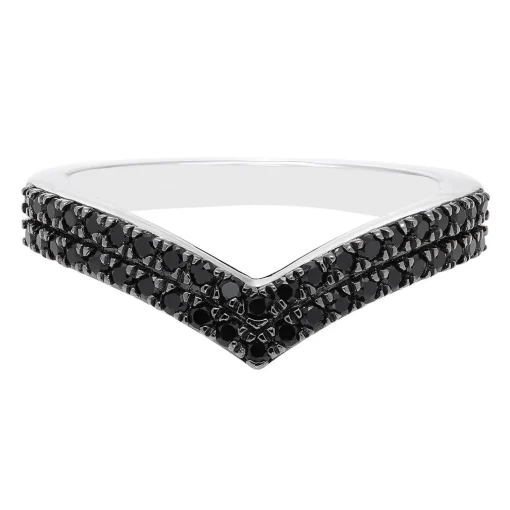 1/3 Ct. Tw. Black Diamond Chevron Ring In Sterling Silver
