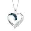 1/4 Ct. Tw. Blue & White Diamond Heart Pendant In Sterling Silver
