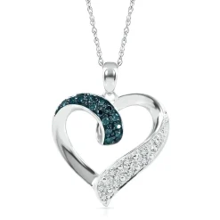 1/4 Ct. Tw. Blue & White Diamond Heart Pendant In Sterling Silver
