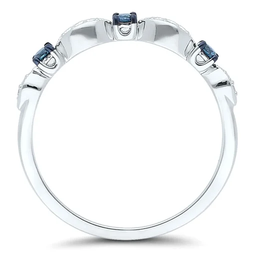 1/8 Ct. Tw. Blue & White Diamond Stack Band In 10K White Gold