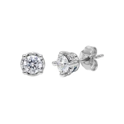 1/2 Ct. Tw. Diamond & Sapphire Stud Earrings In