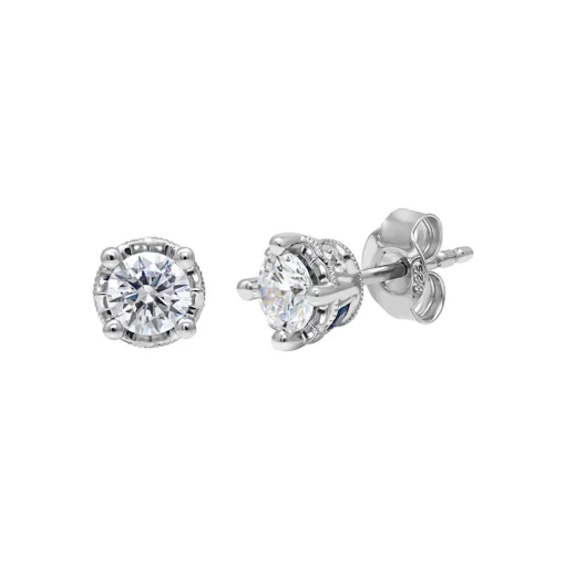 1/2 Ct. Tw. Diamond & Sapphire Stud Earrings In