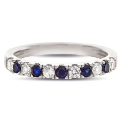 1/4 Ct. Tw. Diamond & Sapphire Band In 10K White Gold