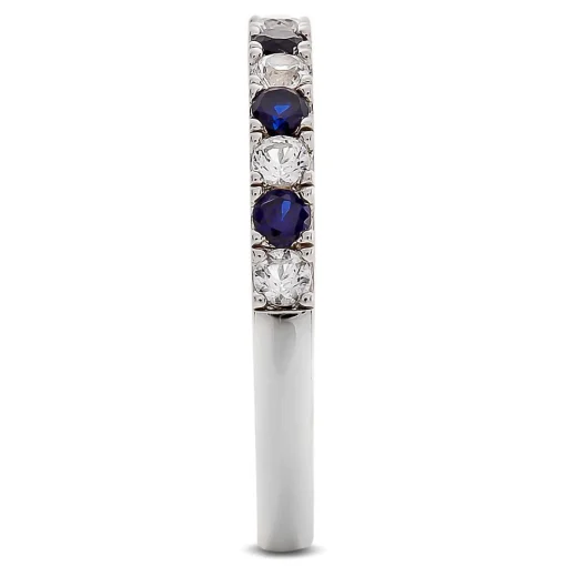 1/4 Ct. Tw. Diamond & Sapphire Band In 10K White Gold