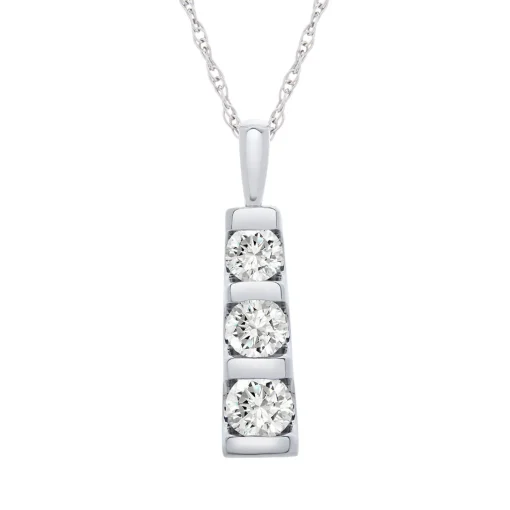 1/2 Ct. Tw. Diamond Bar Pendant In 10K White Gold