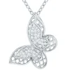1/10 Ct. Tw. Diamond Butterfly Pendant In Sterling Silver