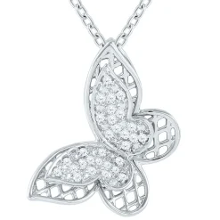 1/10 Ct. Tw. Diamond Butterfly Pendant In Sterling Silver