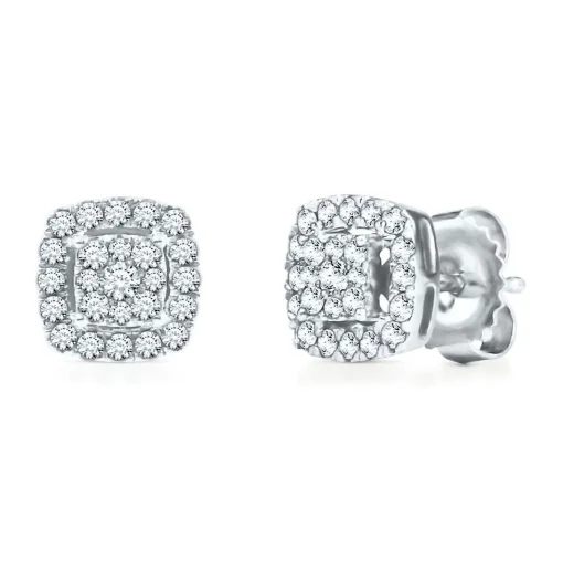 1/3 Ct. Tw. Diamond Cluster Earrings In 14K White Gold