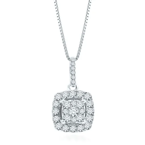 1/3 Ct. Tw. Diamond Cluster Pendant In 14K White Gold