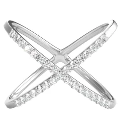 1/10 Ct. Tw. Diamond Crisscross Ring In Sterling Silver