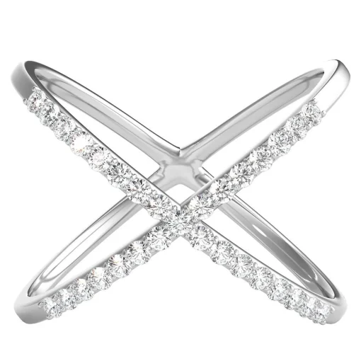 1/10 Ct. Tw. Diamond Crisscross Ring In Sterling Silver