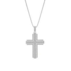 1 Ct. Tw. Diamond Cross Pendant In Sterling Silver