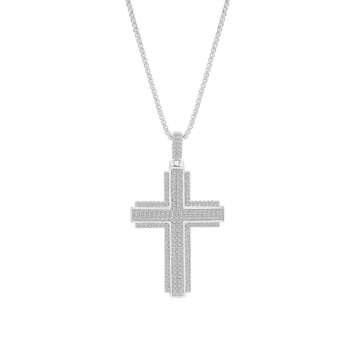 1 Ct. Tw. Diamond Cross Pendant In Sterling Silver