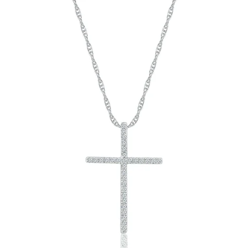 1/8 Ct. Tw. Diamond Cross Pendant In 10K White Gold