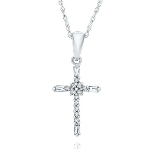 1/10 Ct. Tw. Diamond Cross Pendant In 10K White Gold