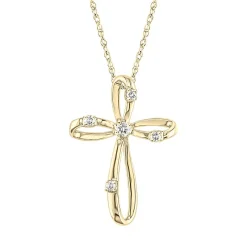 1/10 Ct. Tw. Diamond Cross Pendant In 10K Yellow Gold