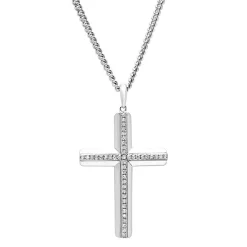 1/4 Ct. Tw. Diamond Cross Pendant In Sterling Silver