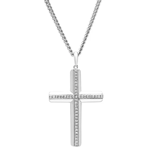 1/4 Ct. Tw. Diamond Cross Pendant In Sterling Silver
