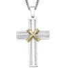 1/3 Ct. Tw. Diamond Cross Pendant In Sterling Silver & 10K Yellow Gold