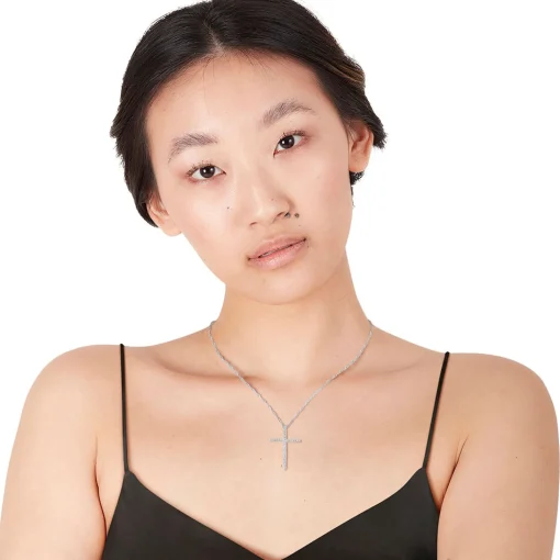 1/8 Ct. Tw. Diamond Cross Pendant In 10K White Gold